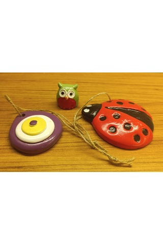 Artepieza El Yapımı Uğur Böceği, Baykuş Ve Nazar Boncuğu 3 Lü Dekoratif Set Şans, Bereket Ve Koruma Temalı 3 Adet