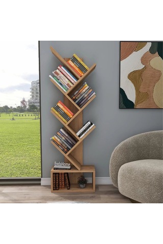 Reyo Home Enda Erine 8 Raflı Zikzak Kitaplık Atlantik Çam