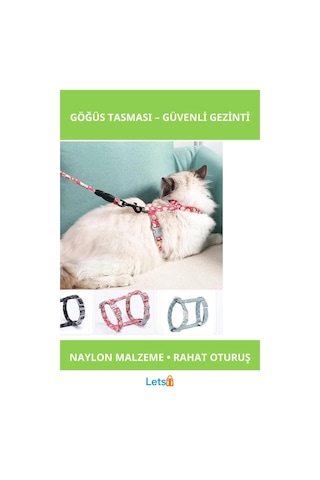 Dayanıklı Ayarlanabilir Kedi Gezdirme Göğüs Tasması