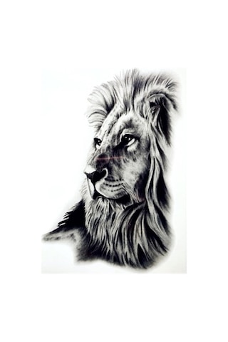 Hediyevakti Aslan Geçici Dövme Tattoo Siyah