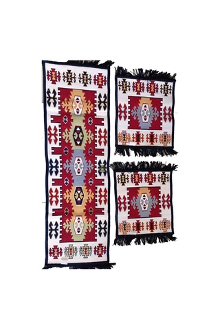 Seyyah Antik Kilimden Koltuk Kilimi Seti , 3 Parça, 2 Taraflı