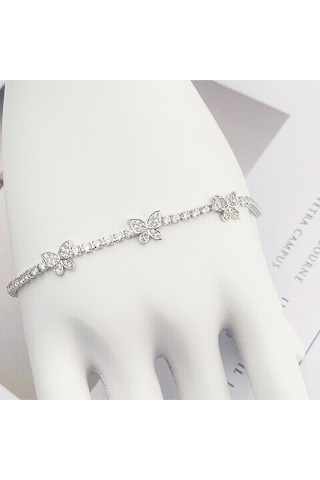 Su Yolu Bileklik Kelebek Model 316l Paslanmaz Çelik Silver 17+2 Cm Gümüş