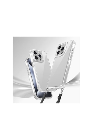 Apple Uyumlu iPhone 15 Pro Kılıf Aihttgli Takılabilir Askı Aparatlı Zore Snap Silikon Kapak-şeffaf Şeffaf Şeffaf