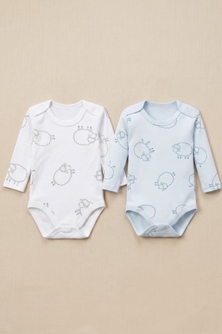 Minory Baby - %100 Pamuk Kuzulu Uzun Kollu Body Set Çok Renkli Çok Renkli