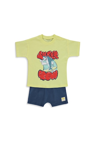 Civil Baby Shark Crew Baskılı 6-18 Ay Takım - Sarı Limon Sarısı