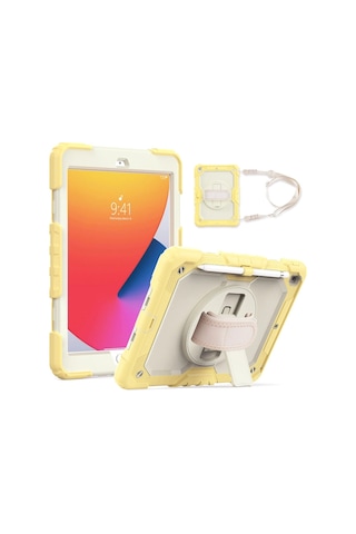 Apple Uyumlu İpad 10.2 7.nesil Kılıf Strap New Tablet Kapak - Sarı Diğer