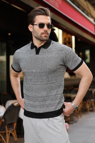 Madmext Siyah Polo Yaka Regular Fit Erkek Triko Tişört E7496