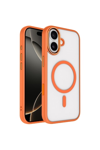 Apple Uyumlu iPhone 17 Kılıf Wireless Şarj Özellikli Mkst Krom M-safe Silikon Kapak - Siyah Siyah