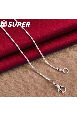 925 Ayar Gümüş Yılan Zincir Pürüzsüz Boncuk Kolye Kolye Takı