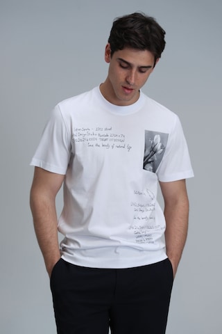 Lufian Erkek Fred Modern Grafik T-shirt 111020219 Beyaz