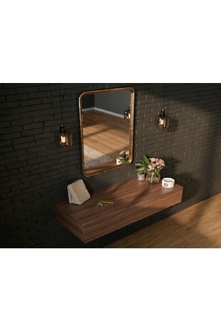 Mdf Makyaj Masası Ve Dresuar 80x30 Cm Çekmeceli Modern Tasarım Kahverengi