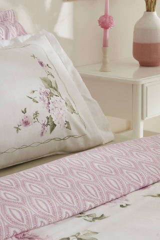 Karaca Home Rosales %100 Pamuk 120 Tel Çift Kişilik Saten Nevresim Takımı Beyaz