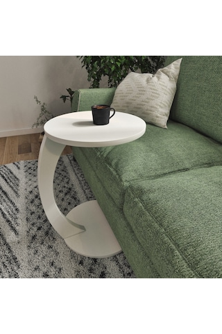 İntergo Tekerlekli C Yan Sehpa Beyaz