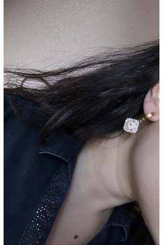 Baget Taşlı Swarovski Taşlı Şık Parlak Çelik Küpe Çok Renkli