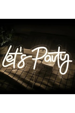 Let's Party Neon Led Tabela Beyaz