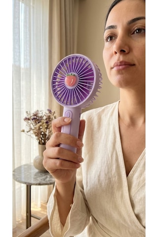 Mini El Fanı Mor Kompakt Tasarımlı, Usb Şarjlı Güçlü Taşınabilir Vantilatör Fan-pl109
