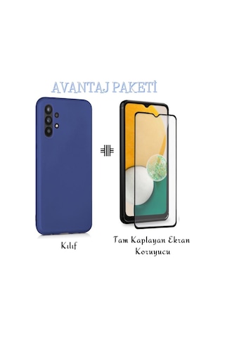 Samsung Galaxy Uyumlu A13 4g Esnek Soft Tasarım Dayanıklı Kılıf Ve Tam Kaplayan Ekran Koruyucu Col177329-lacivert