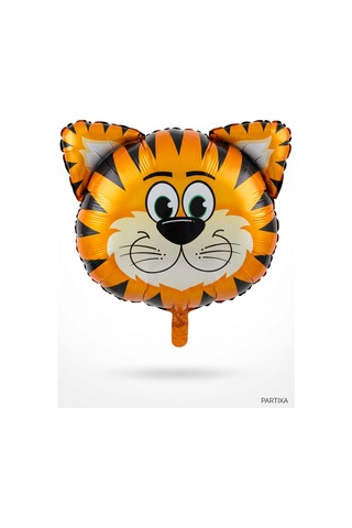 Safari Kaplan Kafa Folyo Balon 35x41 Cm Safari Temalı Çocuk Doğum Günü Parti Süsü Çok Renkli