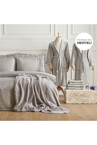 Nehir 14 Parça Çeyiz Seti Aile Banyo Seti Hediyeli Silver Gümüş