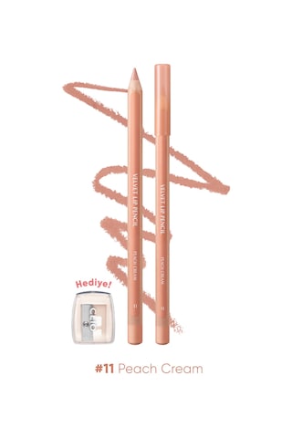 Kremsi Formüle Sahip Dudak Kalemi Ve Kalemtıraş Seti Clıo Velvet Lip Pencil Set 11 Peach Cream