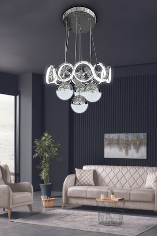 Sefa 4 Toplu Modern Sarkıt Led Avize - - Kumandalı / Krom Krom
