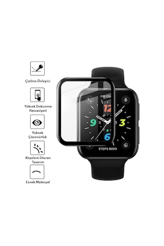 Oppo Watch 2 46Mm 3D Full Kavisli Pmma Cam Ekran Koruyucu (540004642)-Siyah