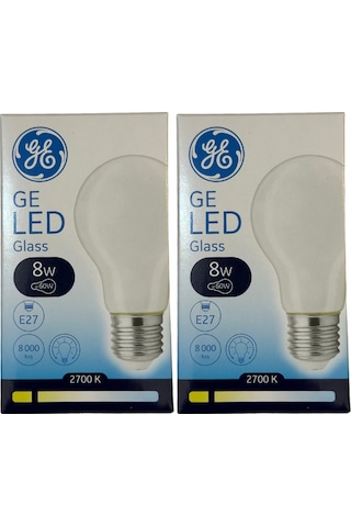 General Electric 8w 2700k Sarı Işık E27 Duylu Led Cam Ampul 2 Adet