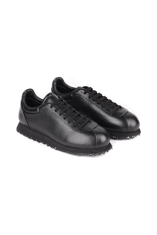 Shoetyle - Hakiki Deri Siyah Renk Günlük Erkek Sneaker - 666-10-110-1651