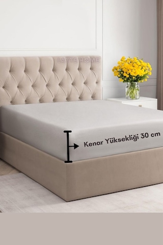 Gri Renkli %100 Pamuklu Penye Kumaş Fitted Lastikli Çarşaf Tek-çi