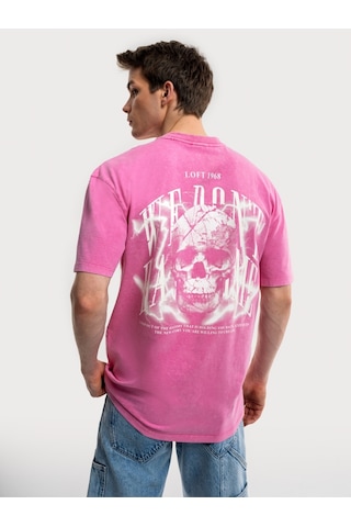 Oversize Fit Erkek Tshirt K.kol Pembe