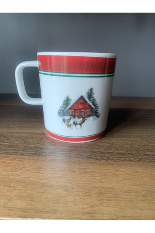 Yeni Yıl-noel Geyikli Ev Model Tekli Kupa Çok Renkli