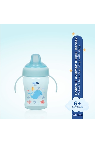Colorful Akıtmaz Kulplu Antikolik Bardak 240 ML Mavi