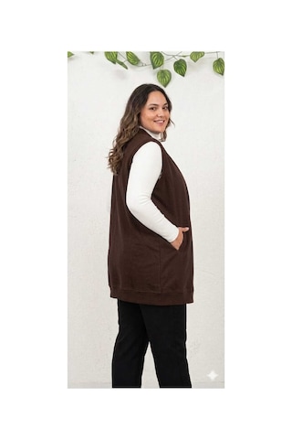 Butik Kadın Tesettür Yelek Kahverengi Kahverengi