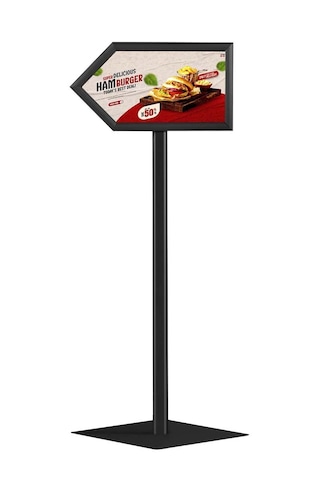Ok - Yön Alüminyum Bilgilendirme Panosu Siyah Tek Taraflı- A4-21x30 Cm