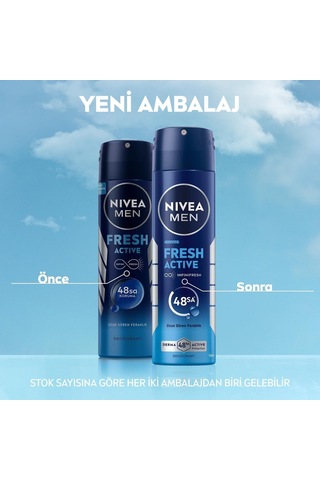 Erkek Sprey Deodorant Fresh Active 150 Ml,ter Kokusuna Karşı 48 Saat Koruma,okyanus Özleri,uzun Süren Ferahlık,alüminyum İçermeyen Formül 2 Paketi