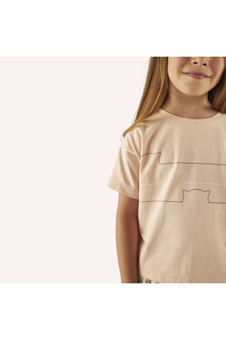 Panço Kız Çocuk Baskı Detaylı Kısa Kollu T-shirt 2421gk05014-4644 001