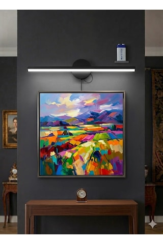 Teknozeel Modern Dekoratif Led Günışığı Duvar Ayna Resim Aplik Aydınlatma 38cm Eskitme Pil Dahildir Siyah