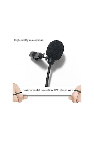 Sony D11 D21 3.5mm Kablosuz Yaka Mikrofonu Kamera Klipsi Yaka Mikrofon Siyah