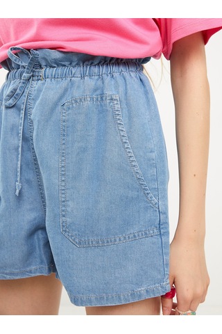 Lcw Jeans İndigo Yüksek Bel Standart Fit Düz Cep Detaylı Kadın Jean Şort