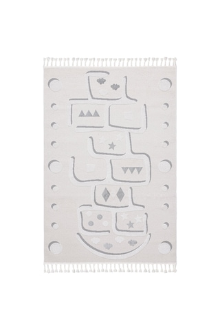 Sparkle Krem Gri Seksekli Çocuk Odası Bebek Odası Halısı 133x190 Gri