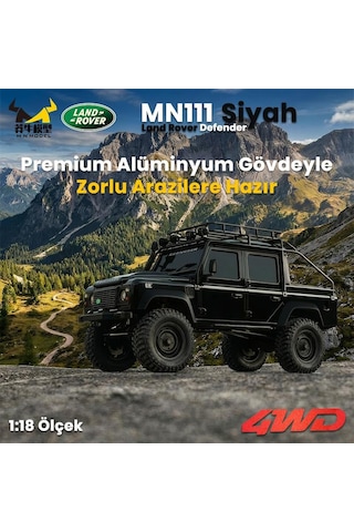 Mn Model Mn111 1/18 Land Rover Defender 110 4wd Rc Model Rock Crawler Offroad Uzaktan Kumandalı Araba Truck Rtr Lisanslı Siyah+dahili Işık Seti Mn-111