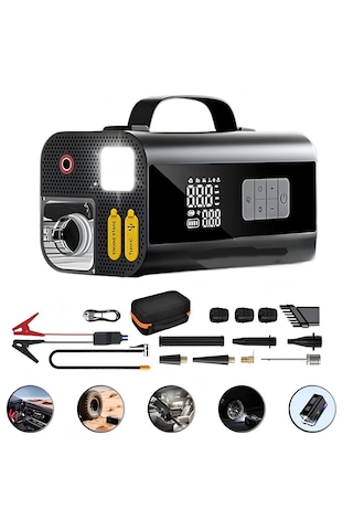 Prohummer Phm014 Jump Starter - Çok Fonksiyonlu 10u1 Arada Süpürgeli Kompresörlü Akü Takviye Cihazı 12000mah - Powerbank