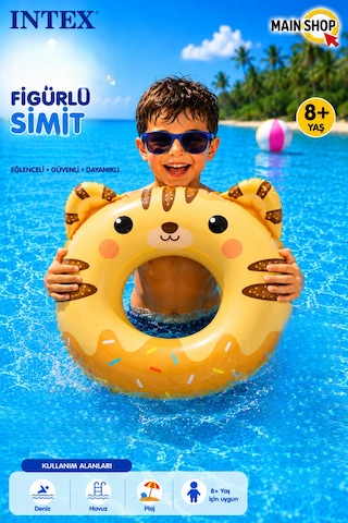 Mainshop Intex Hayvan Figürlü Deniz Simidi - Havuz Simidi Şişme Simit 8+ Yaş M-59266