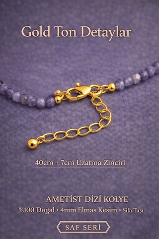 Sertifikalı Ametist Dizi Kolye - 4mm Elmas Kesim Minimal Seri Doğ Çok renkli