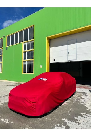 Bmw E30 Araba Brandası Bmw Logo Kırmızı Branda Penye Kumaş Oto Branda