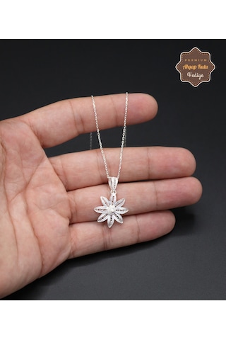 Çiçek Model 925 Ayar Saf Gümüş Telkari Kadın Kolye 201024646 Gümüş