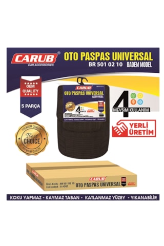 Carub Paspas Badem Model Üniversal 5 Parça Siyah