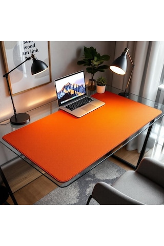 Mouse Pad Turuncu Masa Matı 140x60cm Suni Deri Desk Mat Premium