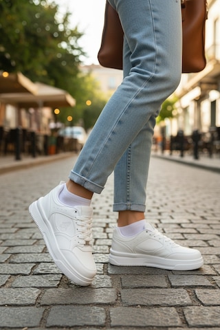 Enoch Dunk Low Kalın Düz Tabanlı Erkek Casual Sneaker Beyaz