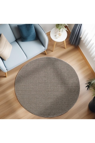 Yumuşak Bukleli Sisal Jüt Salon Oturma Odası Kahverengi Renkli Yuvarlak Halı